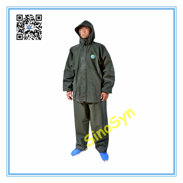 FQ1712 Knit Fabric Multifunctional Chemical Protective Split Suit 45dmm Pinched Raincoat Olive